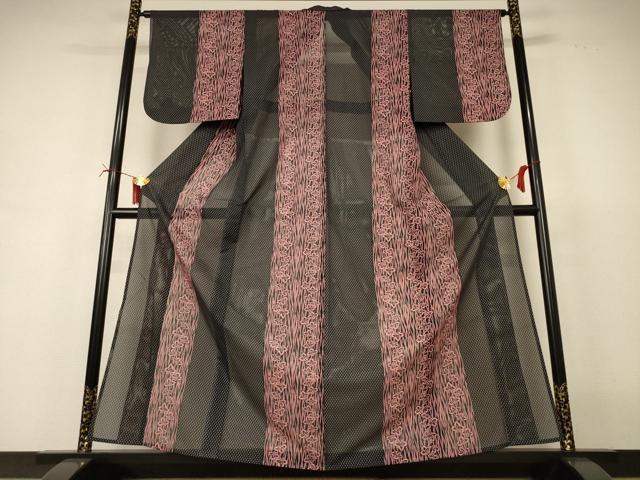 平和屋着物*夏物 小紋 絽 草花間道 洗える着物 AABI6713jd