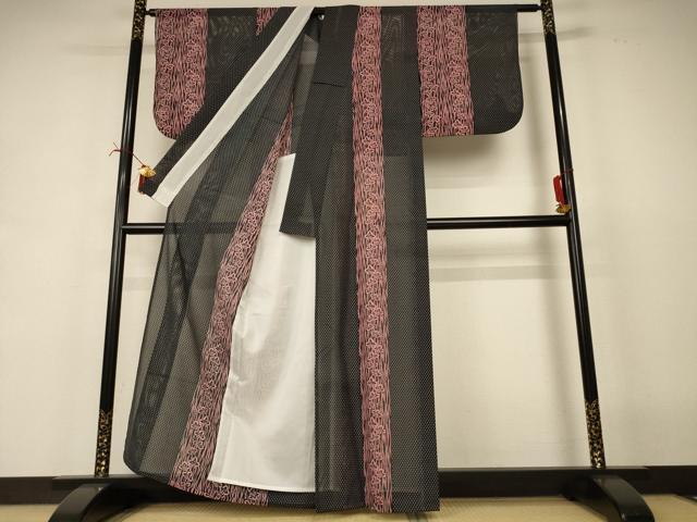 平和屋着物*夏物 小紋 絽 草花間道 洗える着物 AABI6713jd