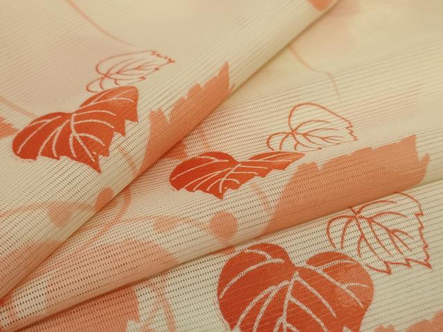 平和屋着物*夏物 小紋 絽 蔦の葉文 ロング丈 正絹 逸品 AABI6715jd