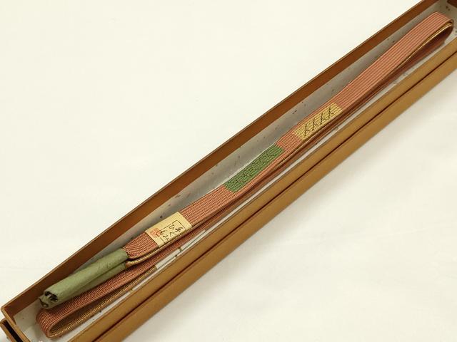 平和屋着物▼和装小物 上質な帯締め 高麗組 綾出し 金糸 正絹 逸品 未使用 AABI6743ay