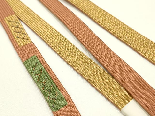 平和屋着物▼和装小物 上質な帯締め 高麗組 綾出し 金糸 正絹 逸品 未使用 AABI6743ay