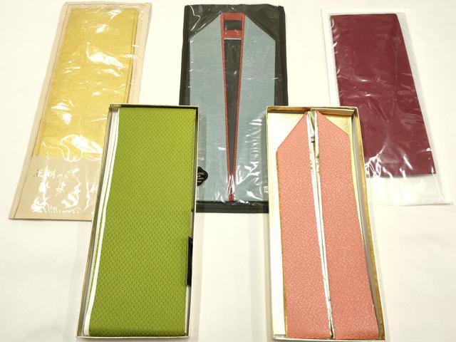 平和屋着物▼和装小物 重ね衿まとめて5点 恋袖 リバーシブル 金糸 逸品 未使用品あり AABI6785ay