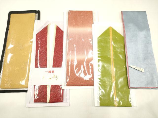 平和屋着物▼和装小物 重ね衿まとめて5点 花丸文 リバーシブル 金糸 金通し地 暈し染め 逸品 未使用品あり AABI6787ay