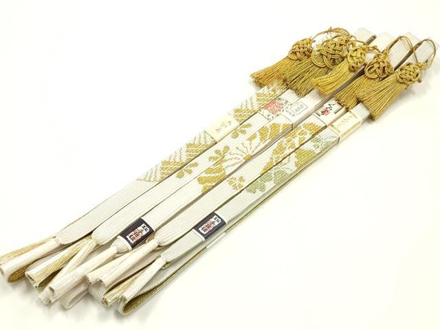 平和屋着物●和装小物 上質な帯締め5本セット 礼装用 高麗組 綾出し 金糸 亀房付き 証紙付き 逸品 未使用 AABI6792ay
