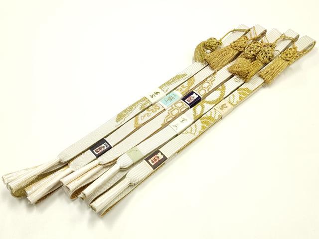 平和屋着物●和装小物 上質な帯締め5本セット 礼装用 高麗組 綾出し 金糸 亀房付き 証紙付き 逸品 未使用 AABI6795ay