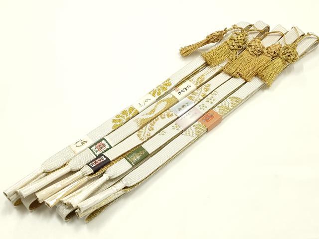 平和屋着物●和装小物 上質な帯締め5本セット 礼装用 高麗組 綾出し 金糸 亀房付き 証紙付き 逸品 未使用 AABI6796ay