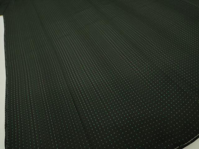 平和屋着物●上質な小紋 水玉文 黒地 正絹 逸品 未使用 AABI6842ck