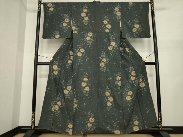 平和屋着物●西洞院辻が花 大脇一心 小紋 紬地 辻が花 絞り 舞花文 正絹 逸品 AABI6846ck