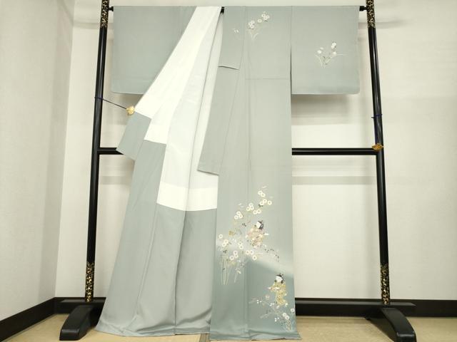 平和屋着物●訪問着 友禅 作家物 童子 暈し染め ロング丈 正絹 逸品 AABI6848ck