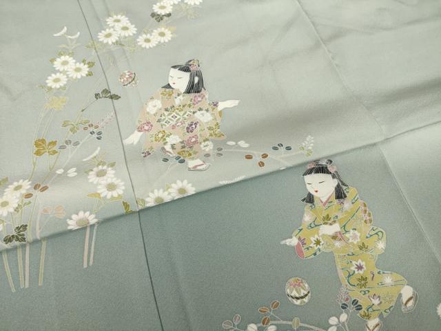 平和屋着物●訪問着 友禅 作家物 童子 暈し染め ロング丈 正絹 逸品 AABI6848ck