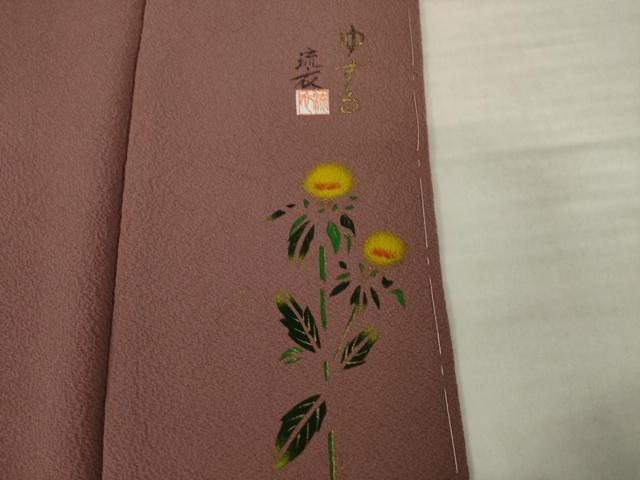 平和屋着物●上質な色無地 作家物 蘇芳香色 正絹 逸品 AABI6849ck