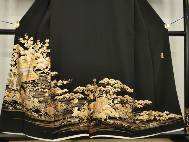 平和屋着物●金彩友禅 卓越技能者・名工・和田光正 黒留袖 風景文 金銀彩 正絹 逸品 AABI6853ck