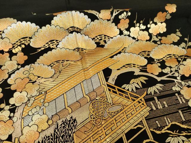 平和屋着物●金彩友禅 卓越技能者・名工・和田光正 黒留袖 風景文 金銀彩 正絹 逸品 AABI6853ck