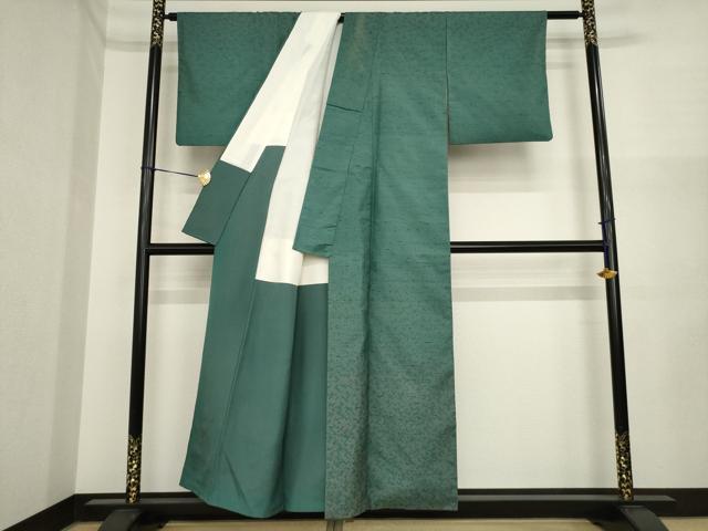 平和屋着物●石川県指定無形文化財 牛首紬 白山工房 手織り 二代目 川村久太郎 樹林文 証紙付き 正絹 逸品 AABI6858ck