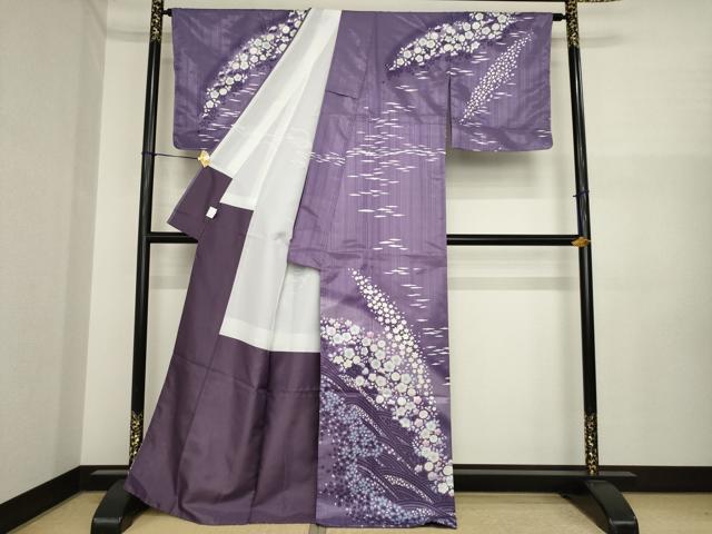平和屋着物●訪問着 辻が花 立波花文 洗える着物 AABI6866ck