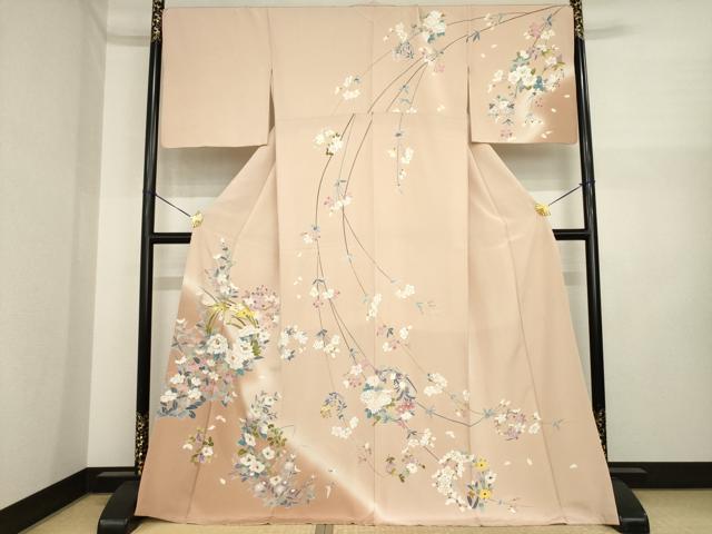 平和屋着物●訪問着 友禅 花丸文 暈し染め 正絹 逸品 AABI6869ck