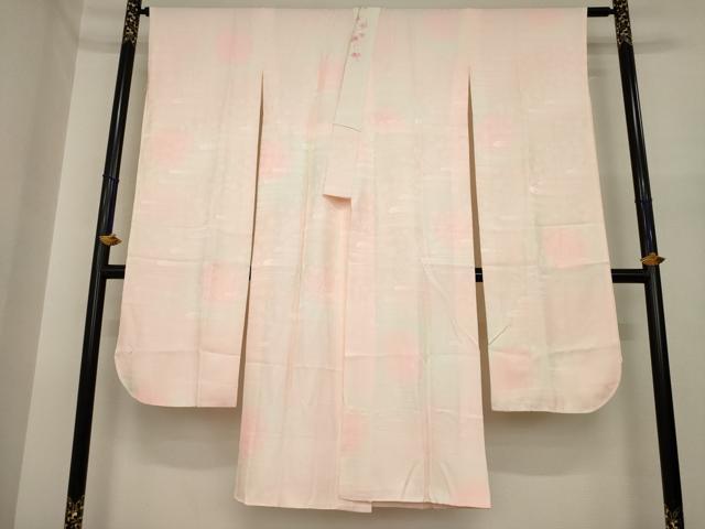 平和屋着物●振袖用長襦袢 袷 草花地紋 暈し染め 半衿刺繍 正絹 逸品 AABI6881ck