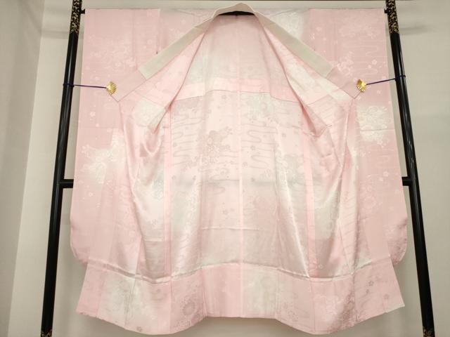 平和屋着物●振袖用長襦袢 無双仕立て 花篭地紋 暈し染め 正絹 逸品 AABI6886ck