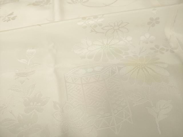 平和屋着物●振袖用長襦袢 袷 貝桶花地紋 暈し染め 半衿刺繍 正絹 逸品 AABI6887ck