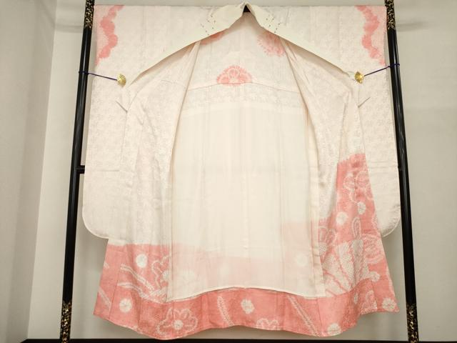 平和屋着物●振袖用長襦袢 無双仕立て 絞り 扇面花文 半衿刺繍 正絹 逸品 AABI6888ck