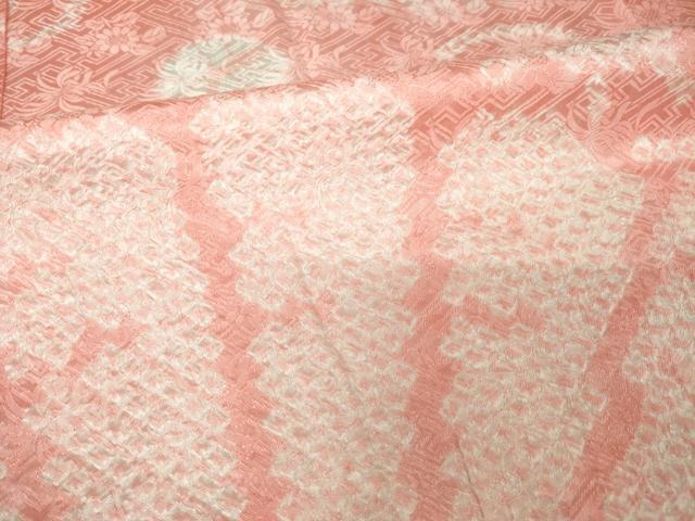 平和屋着物●振袖用長襦袢 無双仕立て 絞り 扇面花文 半衿刺繍 正絹 逸品 AABI6888ck