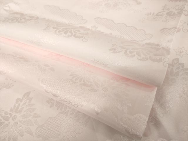 平和屋着物●振袖用長襦袢 無双仕立て 雲重ね地紋 虹色 半衿刺繍 洗える着物 AABI6895ck