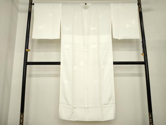 平和屋着物●長襦袢 無双仕立て エ霞花地紋 白色 正絹 逸品 AABI6897ck