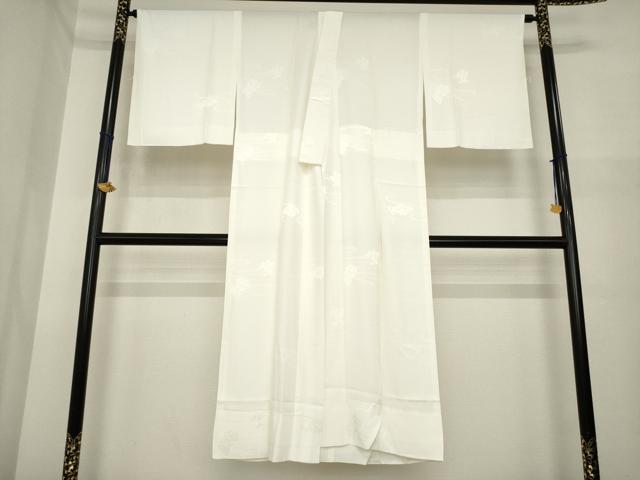 平和屋着物●長襦袢 無双仕立て エ霞花地紋 白色 正絹 逸品 AABI6897ck