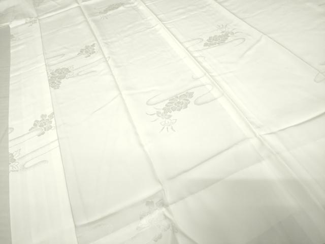 平和屋着物●長襦袢 無双仕立て エ霞花地紋 白色 正絹 逸品 AABI6897ck