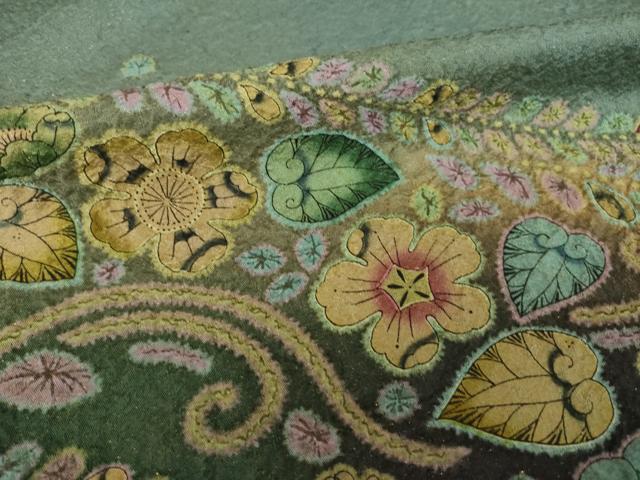平和屋着物●訪問着 辻が花 絞り 刺繍 暈し染め 金糸 正絹 逸品 AABI6900ck