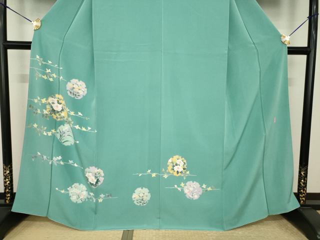 平和屋着物●訪問着 友禅 作家物 峰山 雪輪花文 正絹 逸品 AABI6906ck