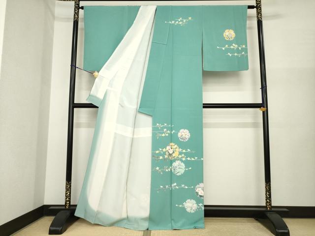 平和屋着物●訪問着 友禅 作家物 峰山 雪輪花文 正絹 逸品 AABI6906ck