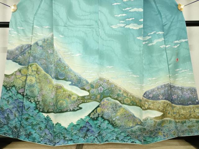 平和屋着物●吉乃一廉 幻の辻が花 訪問着 辻が花 遠山花文 銀通し地 正絹 逸品 AABI6910ck