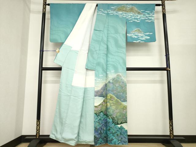 平和屋着物●吉乃一廉 幻の辻が花 訪問着 辻が花 遠山花文 銀通し地 正絹 逸品 AABI6910ck