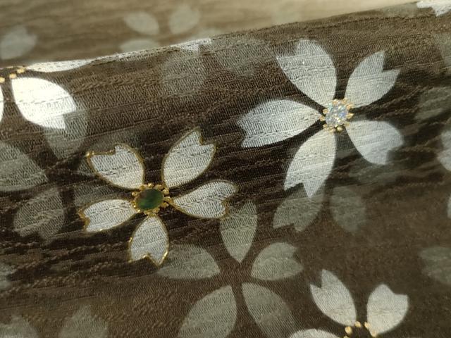 平和屋着物●上質な小紋 螺鈿 斜縞花文 暈し染め 金彩 正絹 逸品 AABI6915ck