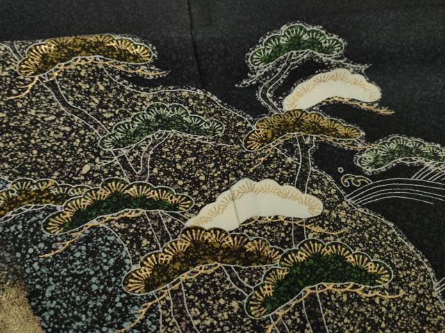 平和屋着物●京友禅の第一人者 松井青々 訪問着 立波松文 金彩 正絹 逸品 AABI6918ck