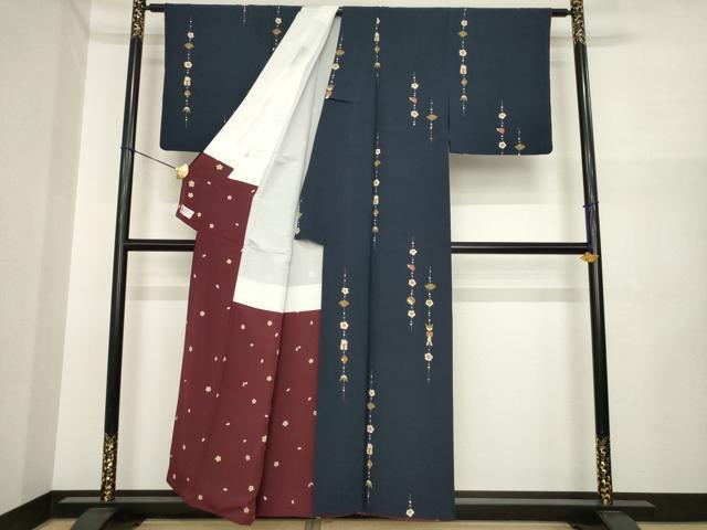 平和屋着物●上質な小紋 兎 鯛 招き猫 やまと誂製 正絹 逸品 AABI6922ck