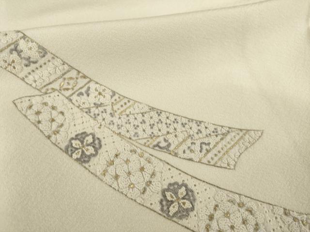 平和屋着物●訪問着 総刺繍 中国三大刺繍 相良刺繍 短冊花文 金糸 正絹 逸品 AABI6927ck