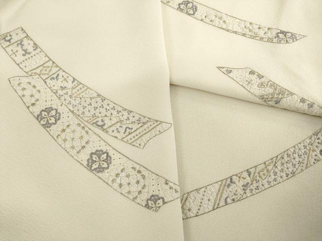 平和屋着物●訪問着 総刺繍 中国三大刺繍 相良刺繍 短冊花文 金糸 正絹 逸品 AABI6927ck