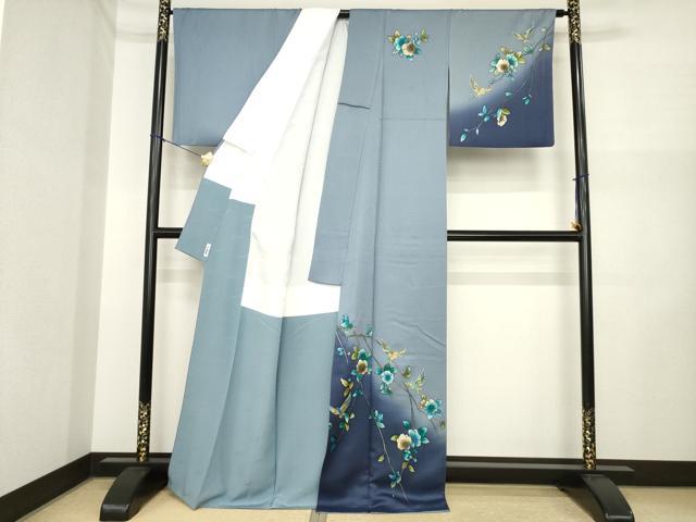 平和屋着物●染色作家 斉藤三才 訪問着 花鳥文 暈し染め 金彩 正絹 逸品 AABI6931ck