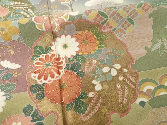 平和屋着物●訪問着 友禅 作家物 春峰 雪輪重ね花文 暈し染め 正絹 逸品 AABI6932ck