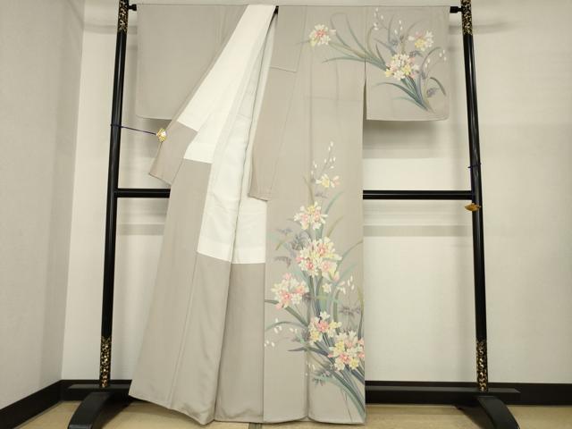 平和屋着物●訪問着 友禅 作家物 秀夫 草花文 正絹 逸品 未使用 AABI6933ck
