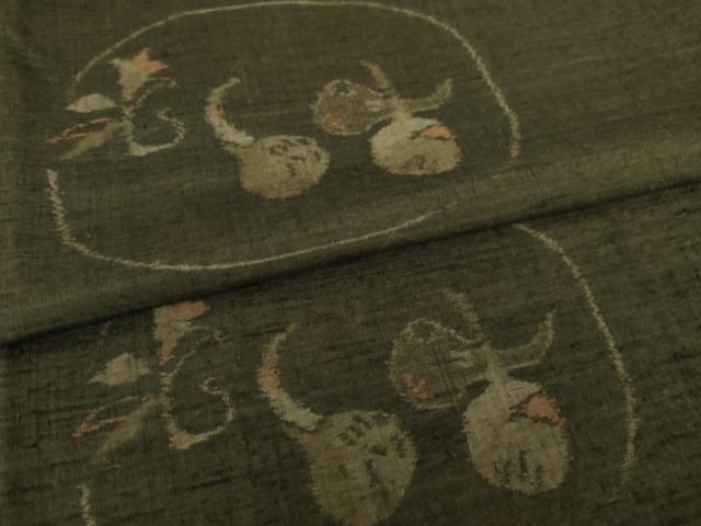 平和屋着物●小千谷紬 クワイ 成り物 正絹 逸品 未使用 AABI6936ck