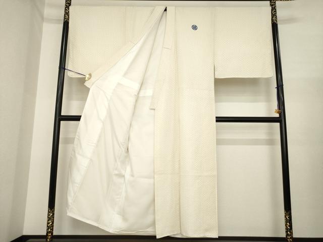 平和屋着物●男性 白紋付・羽織セット 菱文 金糸 キングサイズ 正絹 逸品 AABI6950ck