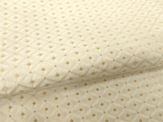 平和屋着物●男性 白紋付・羽織セット 菱文 金糸 キングサイズ 正絹 逸品 AABI6950ck