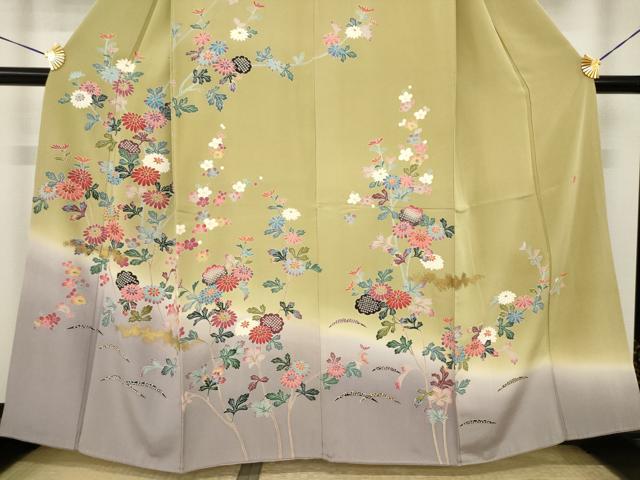 平和屋着物●訪問着 友禅 作家物 草花文 暈し染め 正絹 逸品 AABI6954ck