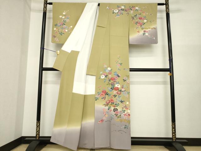 平和屋着物●訪問着 友禅 作家物 草花文 暈し染め 正絹 逸品 AABI6954ck