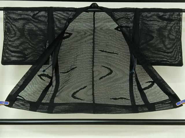 平和屋着物▽羽織 スリーシーズン 春夏秋 塵除け 流水文 黒地 正絹 逸品 AABI6966jh