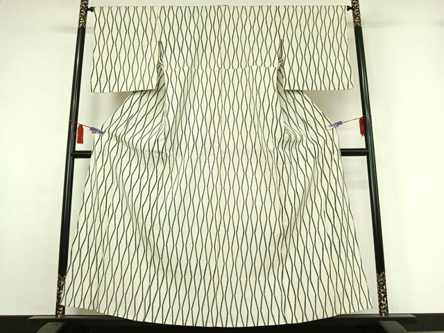 平和屋着物▽上質な紬 単衣 立涌文 正絹 逸品 AABI6967jh