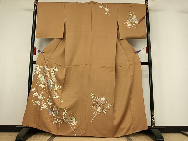 平和屋着物▽訪問着 単衣 地紙花文 金彩 正絹 逸品 AABI6969jh
